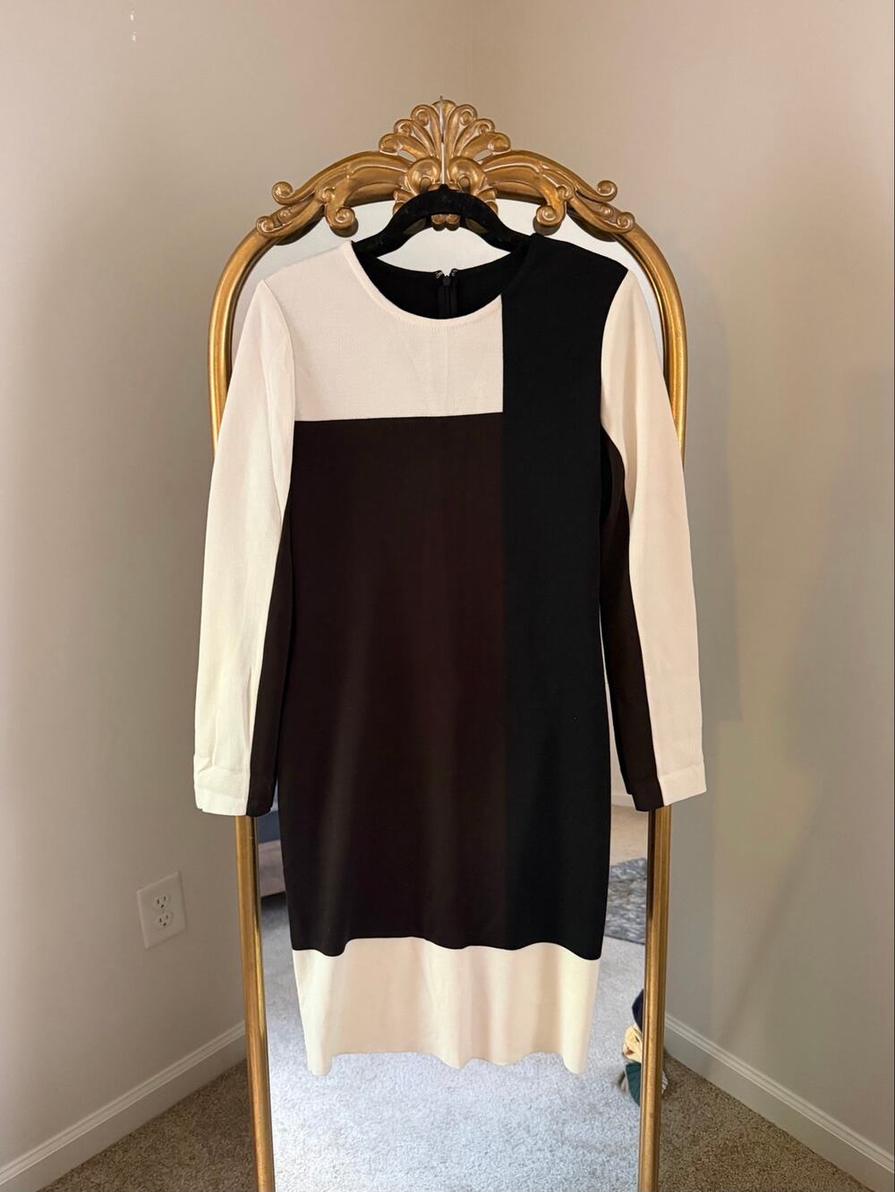 St John Nordstrom Colorblock Ivory Black Brown Dres